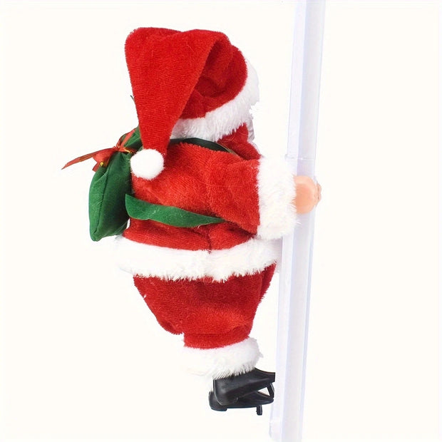 Electric Climbing Ladder Santa Claus with Music & LED Light, Xmas Tree Decorations Hanging Christmas Ornaments Tree Decor