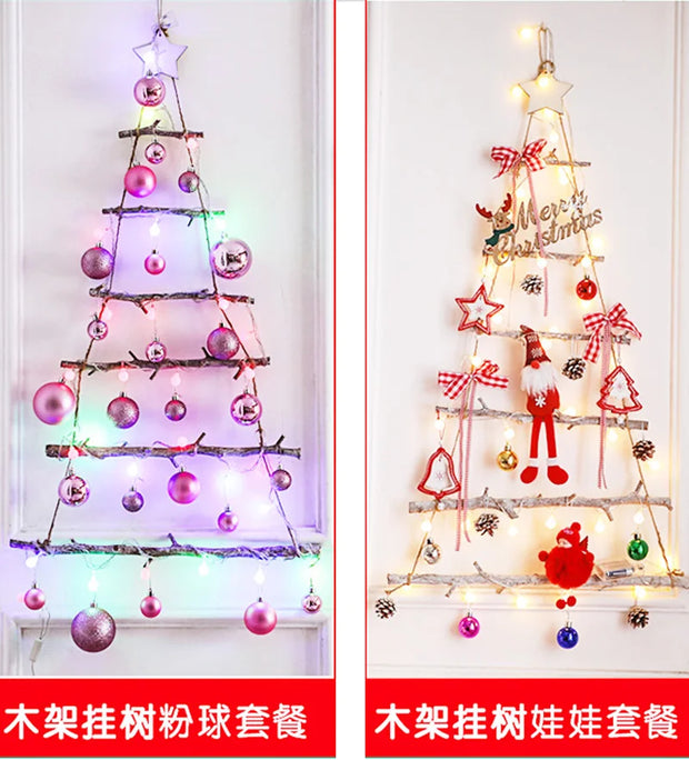 Christmas creative wall tree with lights DIY Christmas ornaments treeGlowing christmas tree christmas ornaments  happy tree