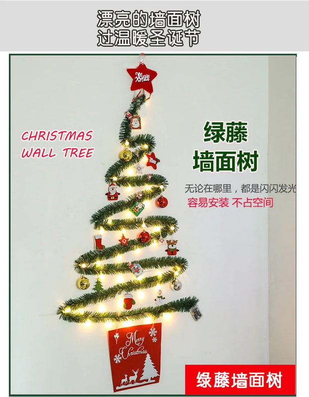 Christmas creative wall tree with lights DIY Christmas ornaments treeGlowing christmas tree christmas ornaments  happy tree