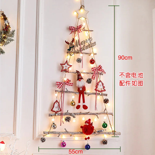 Christmas creative wall tree with lights DIY Christmas ornaments treeGlowing christmas tree christmas ornaments  happy tree