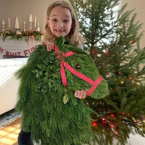 Winter Wreath Farmhouse Double Horse Head Christmas Wreath Pre Christmas Sale Perfect Gift for Family Equestrian Lovers Dropship