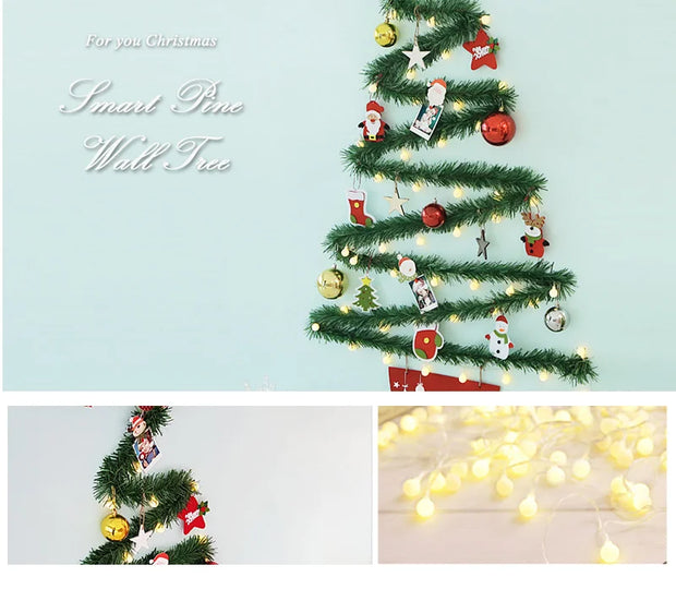 Christmas creative wall tree with lights DIY Christmas ornaments treeGlowing christmas tree christmas ornaments  happy tree