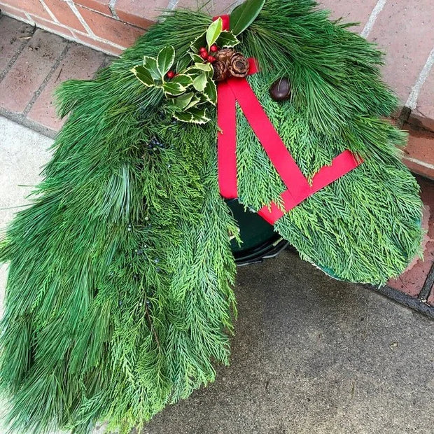 Winter Wreath Farmhouse Double Horse Head Christmas Wreath Pre Christmas Sale Perfect Gift for Family Equestrian Lovers Dropship