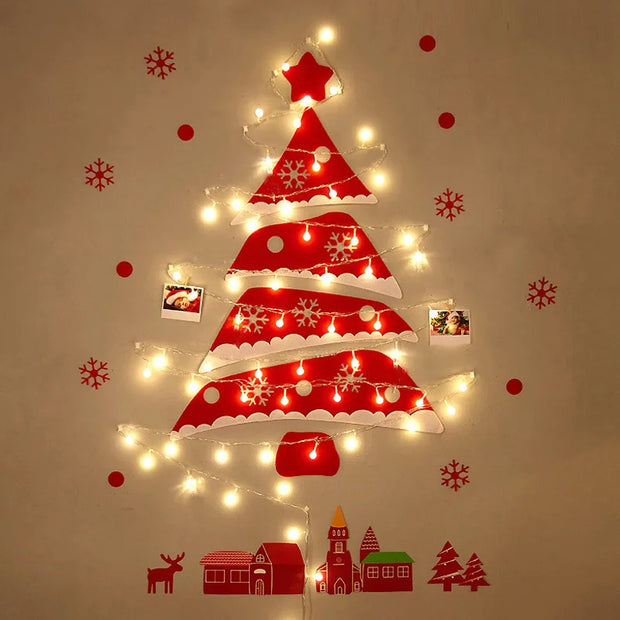 Christmas creative wall tree with lights DIY Christmas ornaments treeGlowing christmas tree christmas ornaments  happy tree