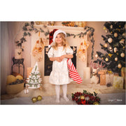 Christmas Tree Winter Portrait Background Photography Fireplace Clock Family Living Room Party Backdrop Socks Gifts Photocall