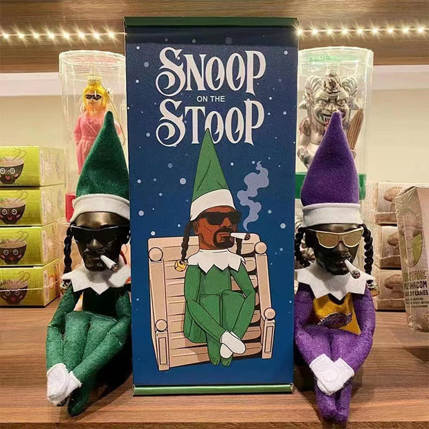 Snoop on A Stoop Plush Elf Doll Toy Hip Hop Doll Ornaments for Home 2024 Christmas Shelf Decorations