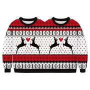 Double Ugly Christmas Couple Sweaters Siamese Twins Pullover 3D Printed Funny Couple Sweatshirt