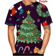Christmas Men's Fashion Tshirt 3D Printed T-shirt Christmas Short Sleeve Unisex Casual Santa Claus Cartoon Tee Funny Kids Gift