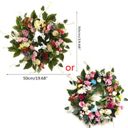 Easter Cross Wreath with Bow Rattan Ring Garland Hanging Ornament for Home Front Door Wall Garden Decoration Art Gift Supplies