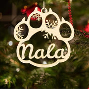 Personalized Wooden Pet Name Paw Print Christmas Ornament Custom Dogs Name Ornaments