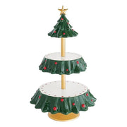 1Pc Christmas Tree Dessert Table Fruit Plate Double Layer Cake Stand Holiday Party Candy Plate Snack Tray Xmas Snack Rack Holder