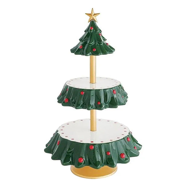 1Pc Christmas Tree Dessert Table Fruit Plate Double Layer Cake Stand Holiday Party Candy Plate Snack Tray Xmas Snack Rack Holder
