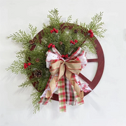High Quality 1 PCS Christmas Wreath Ornaments Roulette Shape Hanging Wooden New Year Decoration