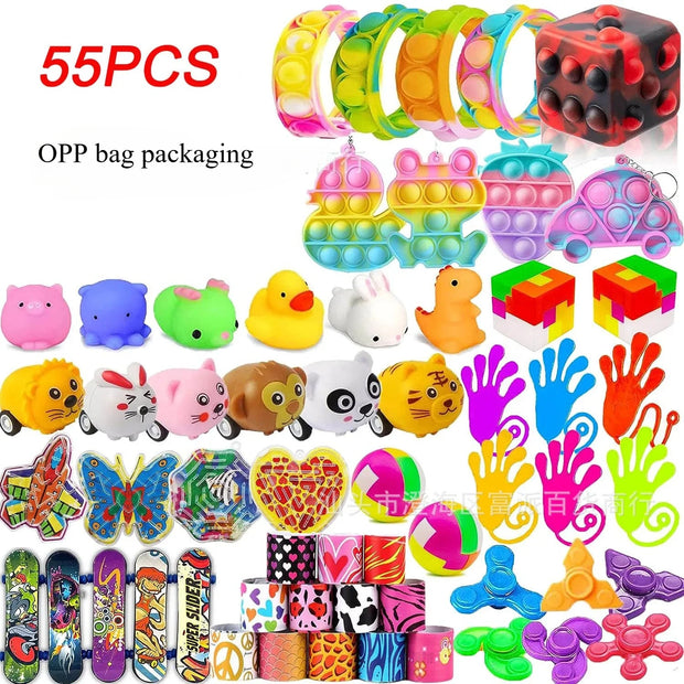 52/120Pcs Kids Birthday Party favors Pinata Stuffed Toy Finger Skateboard Stress Relief Toys Carnival Prize Pinata Filler Gift