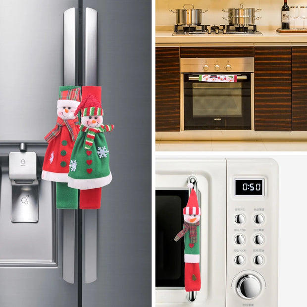 Christmas Handle Covers For Fridge Microwave Oven Santa Claus Dishwasher Door Handle Cover Xmas Party New Year Decoration