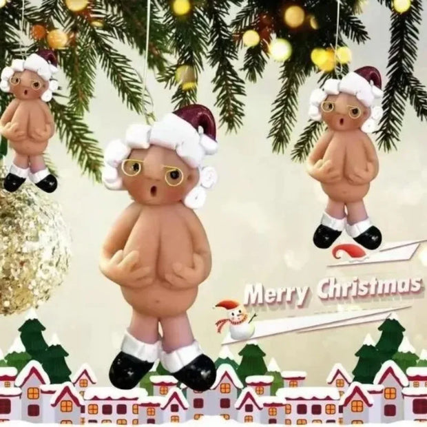 New Acrylic Mischievous Santa Claus Christmas Tree Pendant for Christmas Ornaments