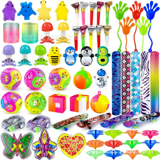 52/120Pcs Kids Birthday Party favors Pinata Stuffed Toy Finger Skateboard Stress Relief Toys Carnival Prize Pinata Filler Gift