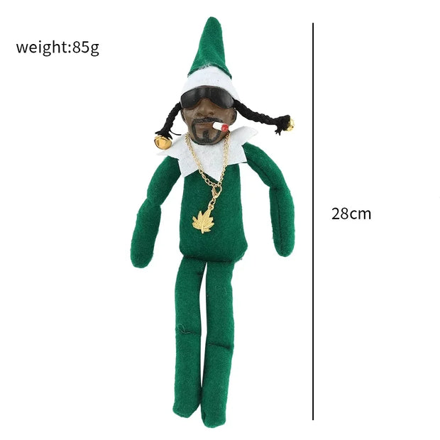 Snoop on A Stoop Plush Elf Doll Toy Hip Hop Doll Ornaments for Home 2024 Christmas Shelf Decorations