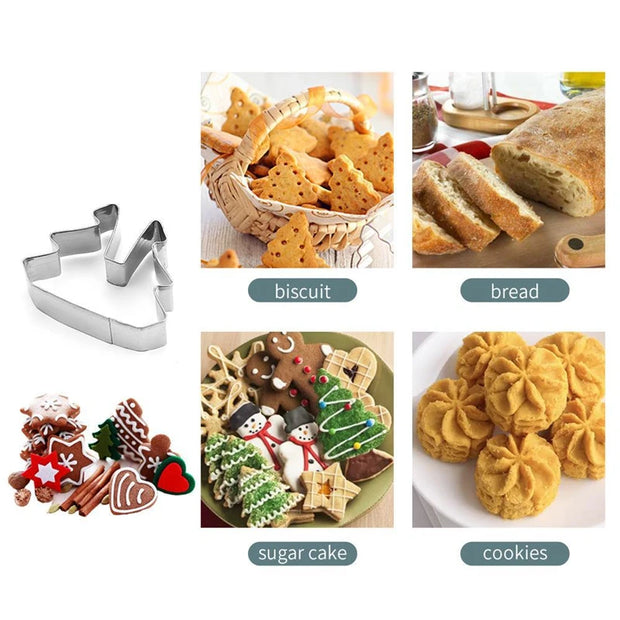 8/10/18/24pcs Christmas Gingerbread House Cookie Cutter Set Stainless Steel Baking Mold Xmas Biscuit Party Decorations Supplies