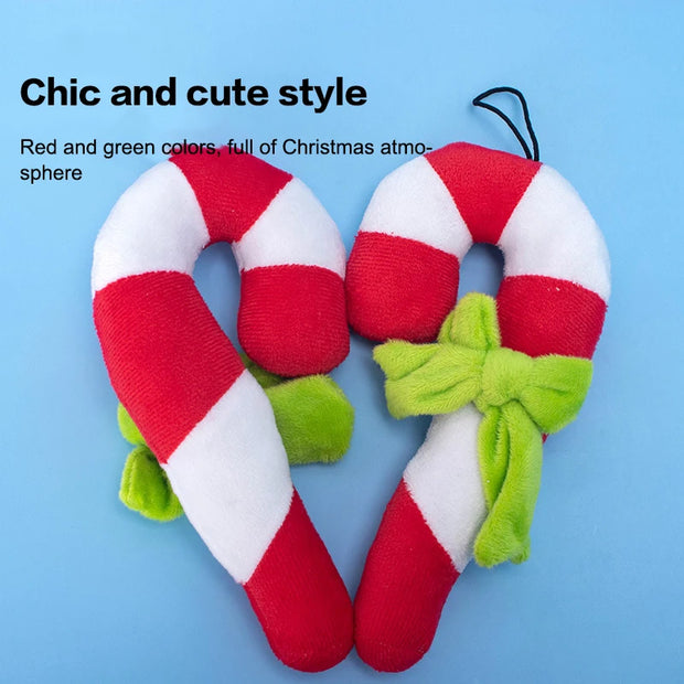 Christmas Crutches Toys Christmas Candy Squeak Pet Dog Toy Puppy Plush Bite Resistant Chewing Interactive Dog Toy Pet Supplies
