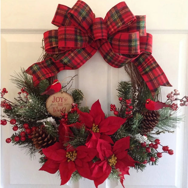 Easter Cross Wreath with Bow Rattan Ring Garland Hanging Ornament for Home Front Door Wall Garden Decoration Art Gift Supplies