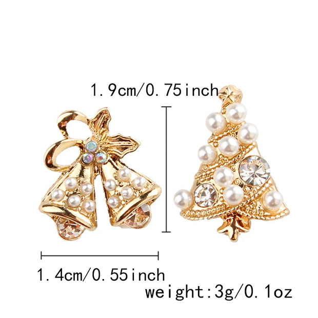 Fashion Christmas Green Bowknot Bell Pendant Earrings for Women Exquisite Elk Wind Chimes Dangle Earrings New Year Xmas Gifts