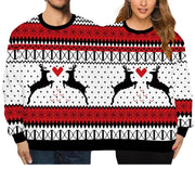 Double Ugly Christmas Couple Sweaters Siamese Twins Pullover 3D Printed Funny Couple Sweatshirt