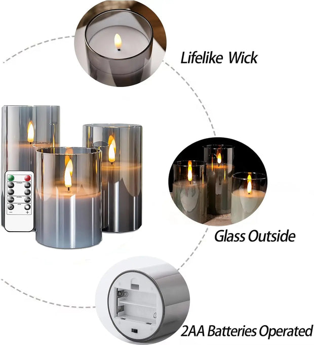 LED Lights for Home Electronic Candle LED Candle Decoration LED Glass Candle Full Set Remote Control Timer for Christmas Wedding