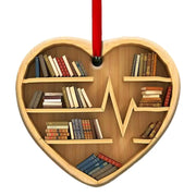 Christmas Decorations 2D Library Bookshelf Heart Ornament Lovers Heart Ornament Creative Cute Navidad 2D Bookworm Decorations