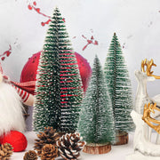 Christmas Decorations Mini Trees Artificial Tree Bottle Brush Trees Wooden Base Decor Party Home Table Craft Shop Window