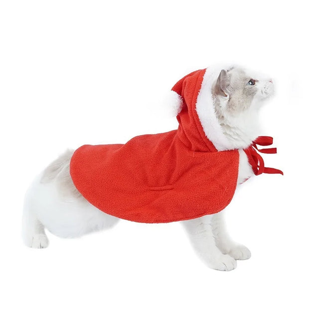 Christmas Pet Cosplay Costume Plush Cat And Dog Clothes Autumn And Winter New Cute Christmas Cloaks Pet Clothes