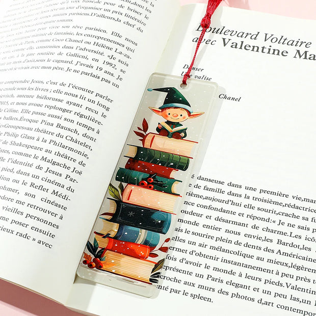 elf Christmas themed bookmarks, decorative book themed bookmarks for book lovers bookworms reading markers suitable for ladies