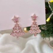 Fashion Christmas Green Bowknot Bell Pendant Earrings for Women Exquisite Elk Wind Chimes Dangle Earrings New Year Xmas Gifts