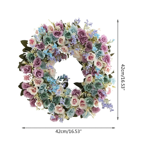 Easter Cross Wreath with Bow Rattan Ring Garland Hanging Ornament for Home Front Door Wall Garden Decoration Art Gift Supplies