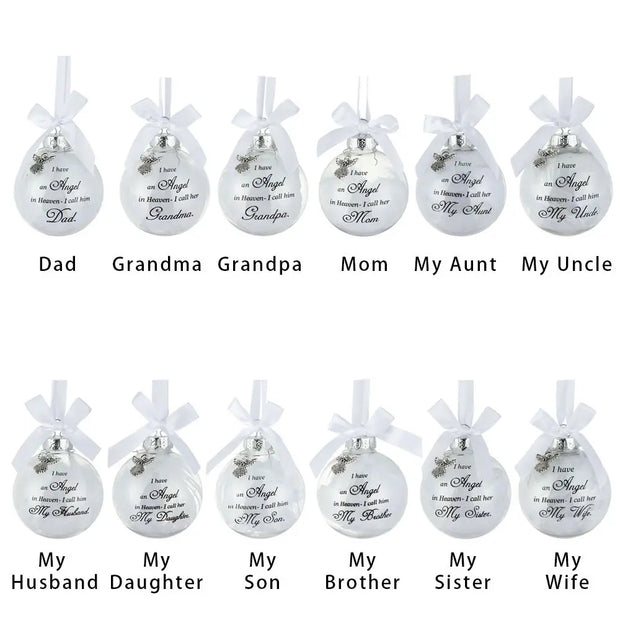 Home Decoration Xmas I Have An Angel In Heaven Memorial Ornament Family Pendant Hanging Ornaments Feather Ball
