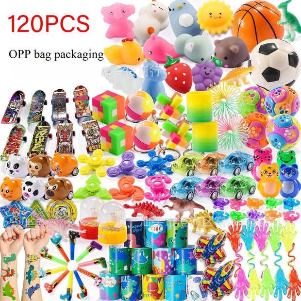 52/120Pcs Kids Birthday Party favors Pinata Stuffed Toy Finger Skateboard Stress Relief Toys Carnival Prize Pinata Filler Gift