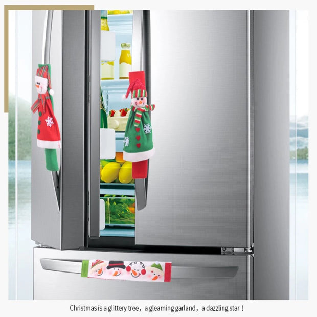 Christmas Handle Covers For Fridge Microwave Oven Santa Claus Dishwasher Door Handle Cover Xmas Party New Year Decoration