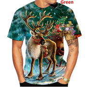 Christmas Men's Fashion Tshirt 3D Printed T-shirt Christmas Short Sleeve Unisex Casual Santa Claus Cartoon Tee Funny Kids Gift