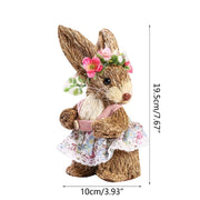 Easter Cross Wreath with Bow Rattan Ring Garland Hanging Ornament for Home Front Door Wall Garden Decoration Art Gift Supplies