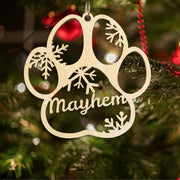 Personalized Wooden Pet Name Paw Print Christmas Ornament Custom Dogs Name Ornaments
