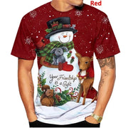Christmas Men's Fashion Tshirt 3D Printed T-shirt Christmas Short Sleeve Unisex Casual Santa Claus Cartoon Tee Funny Kids Gift