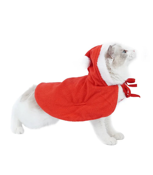 Christmas Pet Cosplay Costume Plush Cat And Dog Clothes Autumn And Winter New Cute Christmas Cloaks Pet Clothes