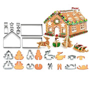 8/10/18/24pcs Christmas Gingerbread House Cookie Cutter Set Stainless Steel Baking Mold Xmas Biscuit Party Decorations Supplies