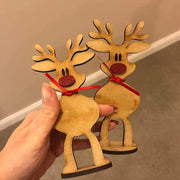 1PC Elk Ornament Personalized Reindeers Place Cards With Names Wood Reindeers Place Cards Cute Elk Ornament Table Decorations