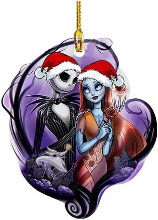 The Nightmare Before Christmas Hanging Ornament Jack And Sally Cartoon Pendant New Year Holidays Party Xmas Tree Decoration