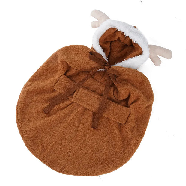 Christmas Pet Cosplay Costume Plush Cat And Dog Clothes Autumn And Winter New Cute Christmas Cloaks Pet Clothes
