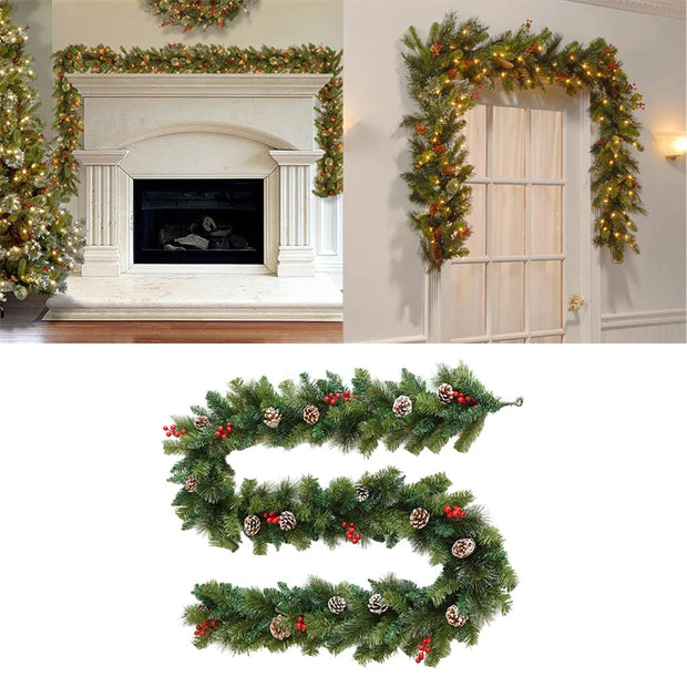 Christmas Garlands With Pinecones Red Berries Artificial Christmas Wreaths For Home Xmas Tree Stairs Door New Year Decoration