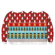 Double Ugly Christmas Couple Sweaters Siamese Twins Pullover 3D Printed Funny Couple Sweatshirt