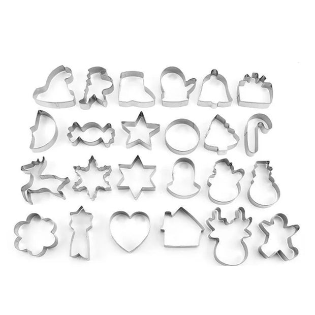 8/10/18/24pcs Christmas Gingerbread House Cookie Cutter Set Stainless Steel Baking Mold Xmas Biscuit Party Decorations Supplies