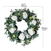 Easter Cross Wreath with Bow Rattan Ring Garland Hanging Ornament for Home Front Door Wall Garden Decoration Art Gift Supplies
